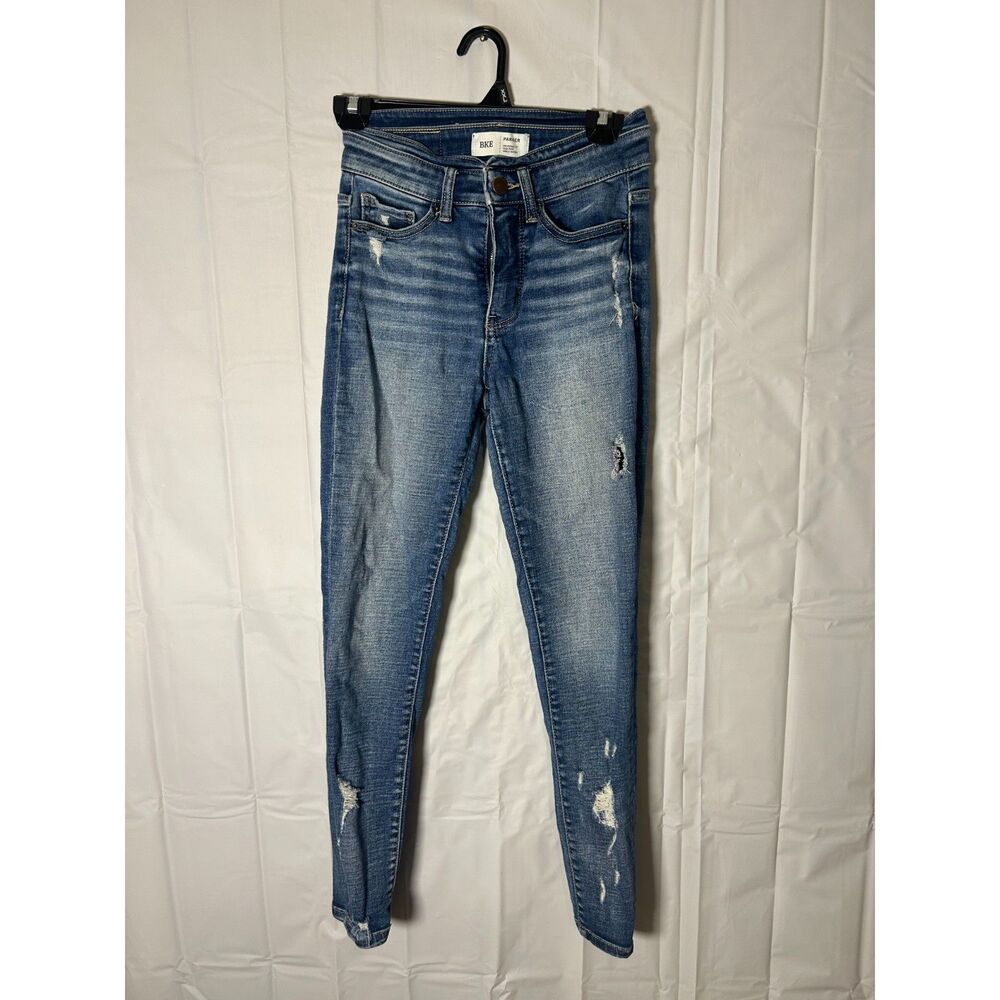 BKE Parker High Rise Ankle Skinny Jeans Womens 23 Distressed Medium Wash Stretch